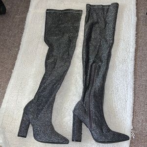 Shiny sparkly knee high boots